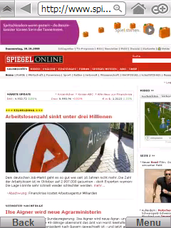 Spiegel Online in Skyfire (Übersichtsmodus)